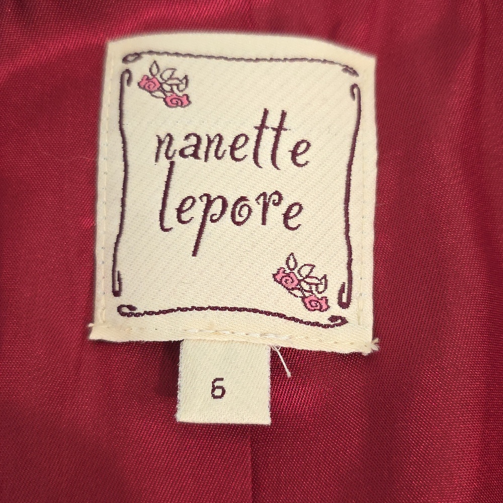 Nanette Lepore Vintage Black Tailored Pinstripe Tuxedo Blazer with Satin Bow - Picture 7 of 8